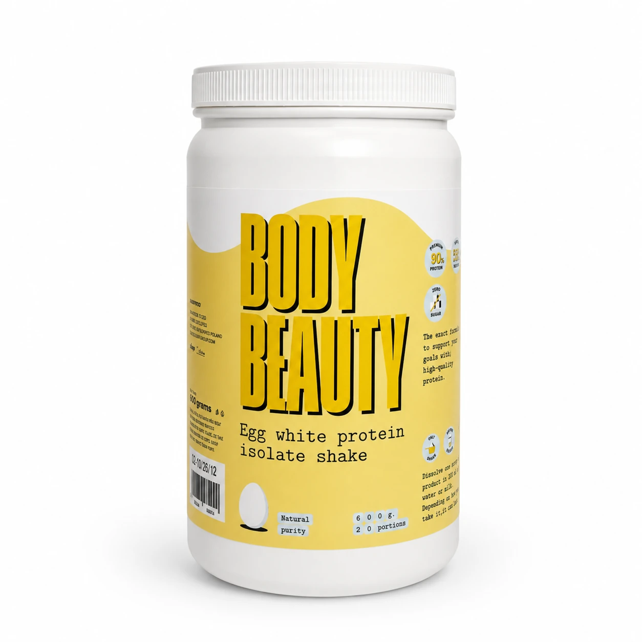 Яєчний протеїн альбумін 90% для м’язів, 600 г Body Beauty