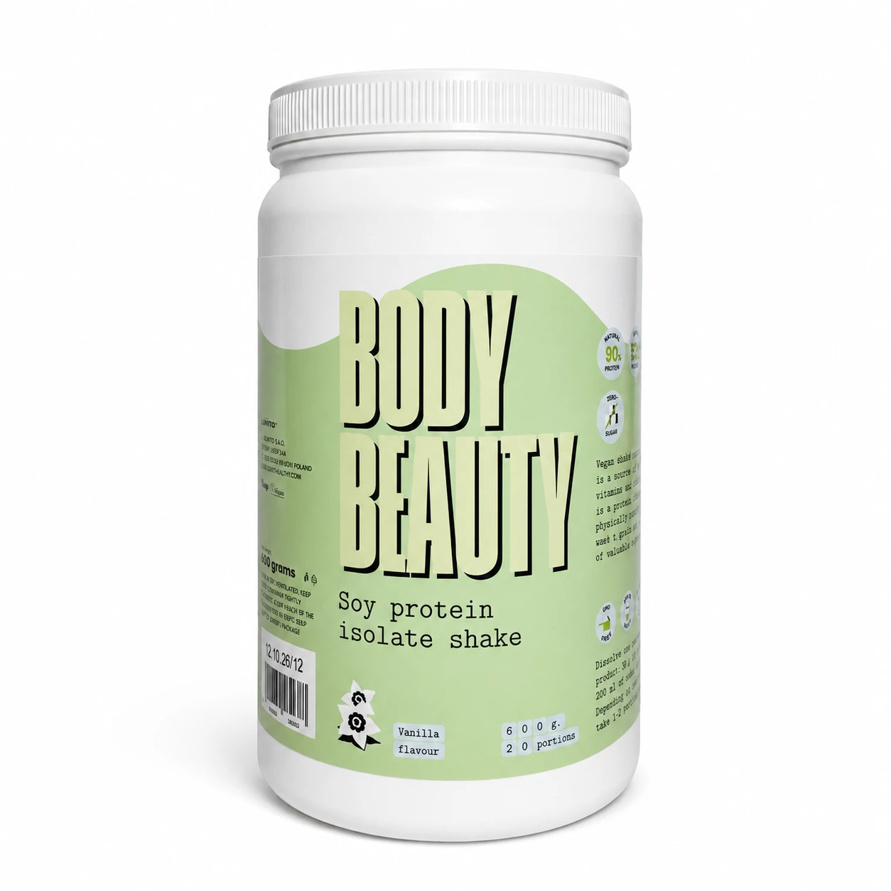 Соєвий ізолят протеїну 90% для росту м’язів, 600 г — Body Beauty